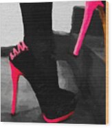 Pink Heels Wood Print