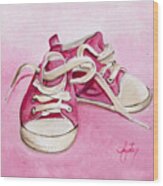 Pink High-tops Wood Print