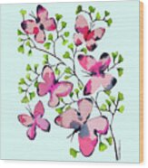 Pink Profusion Butterflies Wood Print