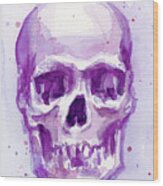 Pink Purple Skull Wood Print