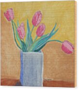 Pink Tulips Wood Print