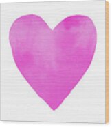 Pink Watercolor Heart- Art By Linda Woods Wood Print