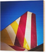 Plane Abstract Red Yellow Blue Wood Print