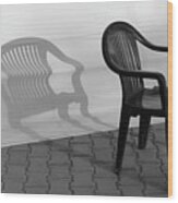 Plastic Chair Shadow 1 Wood Print