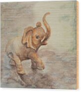 Playful Elephant Baby Wood Print
