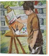 Plein-air Painter Boy Wood Print