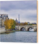 Pont Neuf View Of Eiffel Tower Wood Print