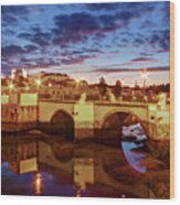 Ponte Romana At Dusk - Tavira, Portugal Wood Print