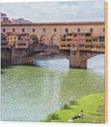 Ponte Vecchio Florence Italy Ii Painterly Wood Print