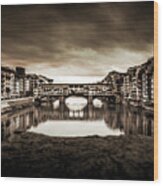 Ponte Vecchio In Sepia Wood Print