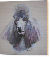 Poodle In Blue Wood Print