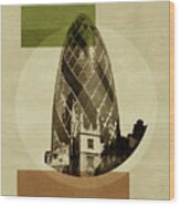 Pop Art Deco London - Gherkin Wood Print