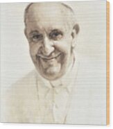 Pope Francis, Joyful Father Wood Print