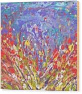 Poppies Abstract Meadow Painting Wood Print