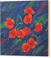 Poppies In Abstract Wood Print