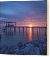 Portersville Bay Sunset Wood Print