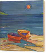 Portofino Rowboats Wood Print