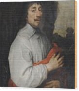 Portrait Of A Man With Red Drapery Wood Print