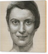 Portrait Of Ayn Rand Wood Print
