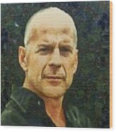 Portrait Of Bruce Willis Wood Print