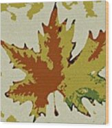 Posterized Autumn Leaf Wood Print