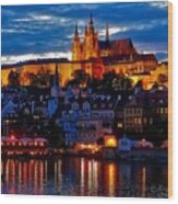 Prague Castle In The Evening Wood Print