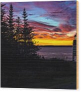 Pre Dawn Light At West Quoddy Head Lighthouse Wood Print