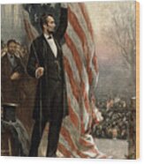 President Abraham Lincoln - American Flag Wood Print
