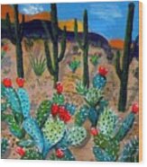 Prickly Pear Cactus Tucson Wood Print