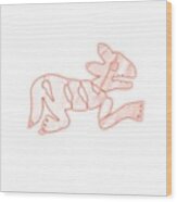 Primitive Tribal Animal Drawings - 1 Wood Print