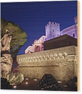 Prince Palace Of Monaco And Statue To Prince Albert Wood Print