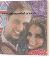 Prince William And Kate Wood Print