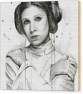 Princess Leia Portrait Carrie Fisher Art Wood Print