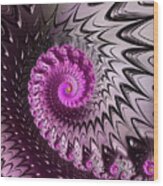 Purple And Pink Fractal Spiral Full Of Energy Wood Print