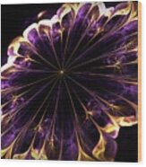 Purple Silk And Gold Flower Wood Print