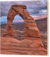 Purple Skies Over Delicate Arch Wood Print