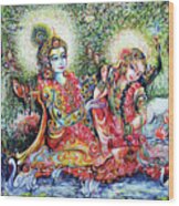 Radha Krishna - Divine Lovers Wood Print