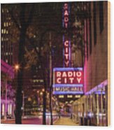 Radio City Music Hall And Tree Wood Print