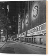 Radio City Music Hall Nyc Black And White Wood Print