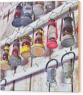 Railroad Lanterns Wood Print