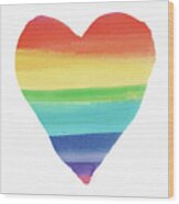 Rainbow Heart- Art By Linda Woods Wood Print