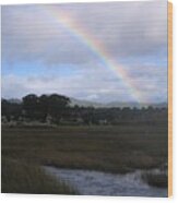 Rainbow Over Carmel Wetlands Wood Print