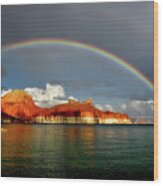 Rainbow Over Lake Powell Wood Print