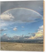 Rainbow Over Ocean Wood Print