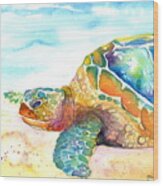 Rainbow Sea Turtle Wood Print