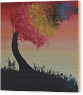 Rainbow Tree Wood Print