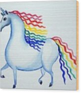 Rainbow Unicorn Wood Print
