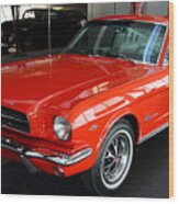 Red 1965 Ford Mustang . Front Angle Wood Print