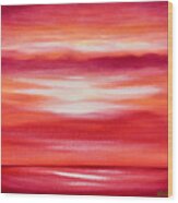 Red Abstract Sunset Wood Print