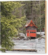 Red Boathouse Wood Print